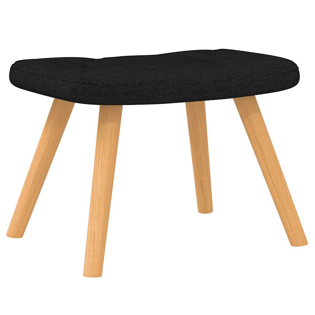 Chaise à bascule avec tabouret en tissu noir