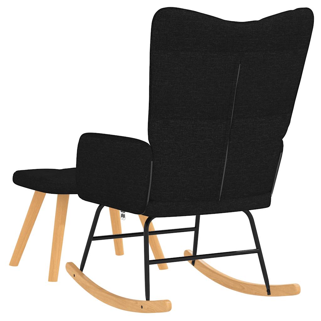 Chaise à bascule avec tabouret en tissu jaune moutarde