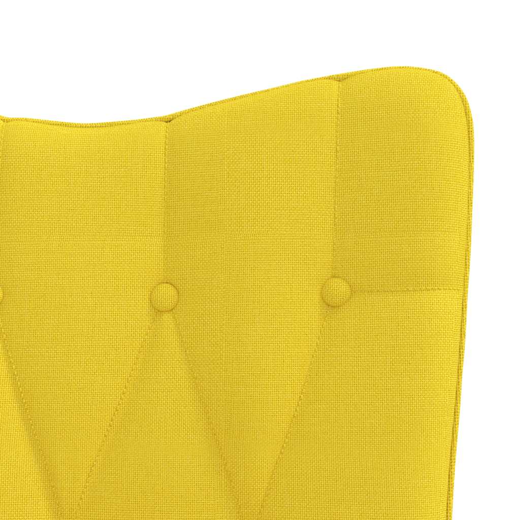 Chaise à bascule avec tabouret en tissu jaune moutarde
