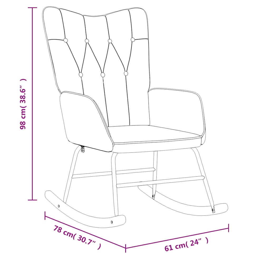 Chaise à bascule avec tabouret en tissu jaune moutarde