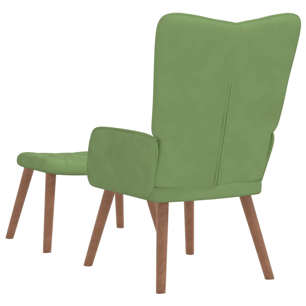 Relaxsessel mit Hocker Hellgrün Samt