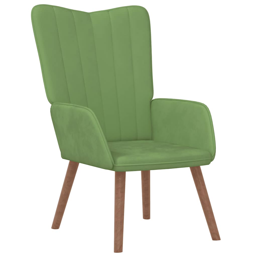 Relaxsessel mit Hocker Hellgrün Samt