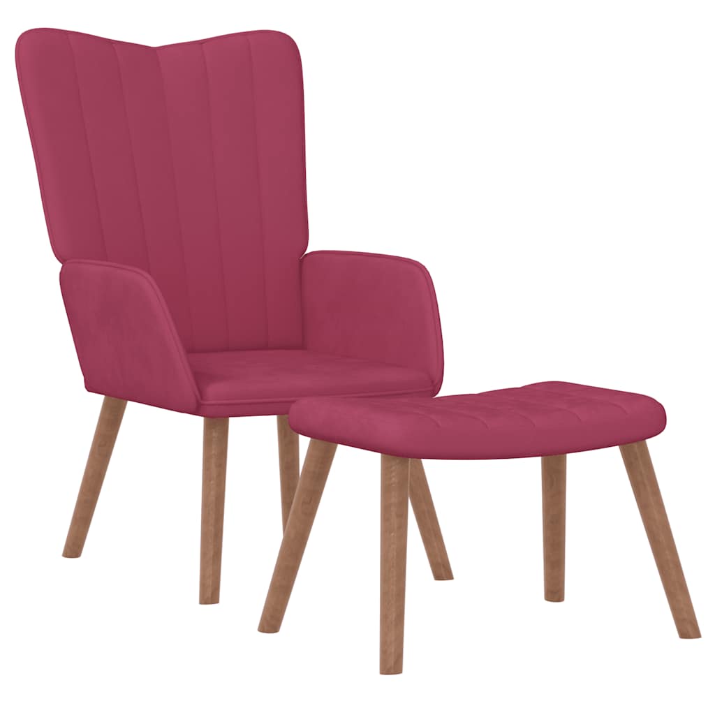 Relaxsessel mit Hocker Weinrot Samt