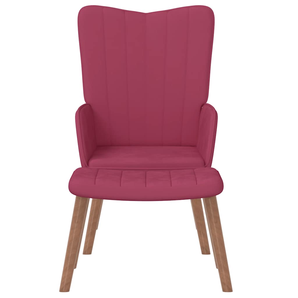 Relaxsessel mit Hocker Weinrot Samt