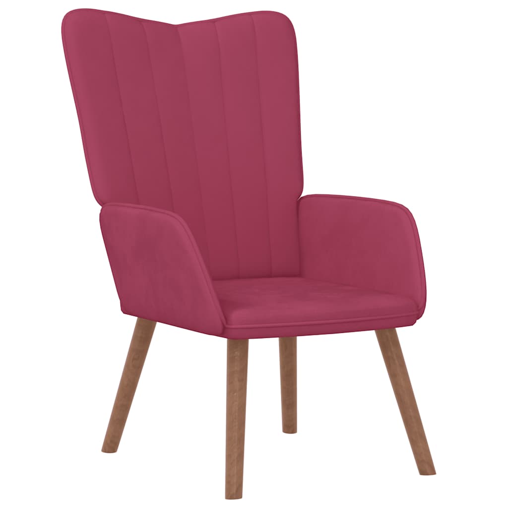 Relaxsessel mit Hocker Weinrot Samt