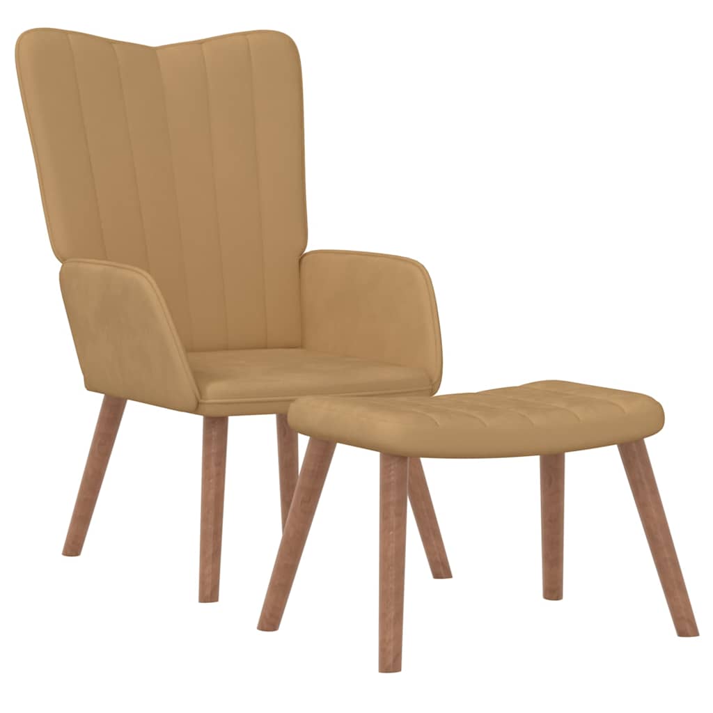 Relaxsessel mit Hocker Braun Samt