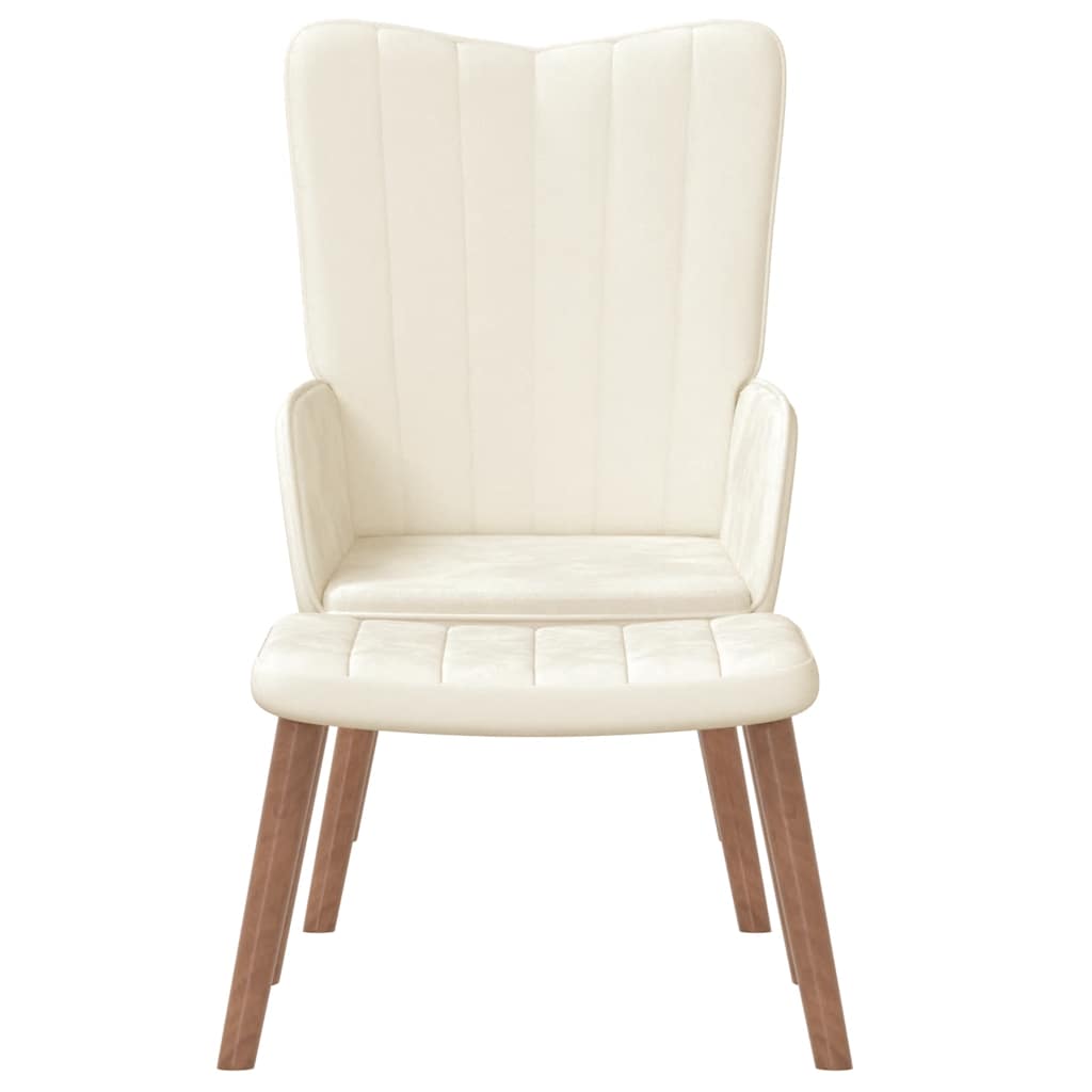 Relaxsessel mit Hocker Cremeweiß Samt