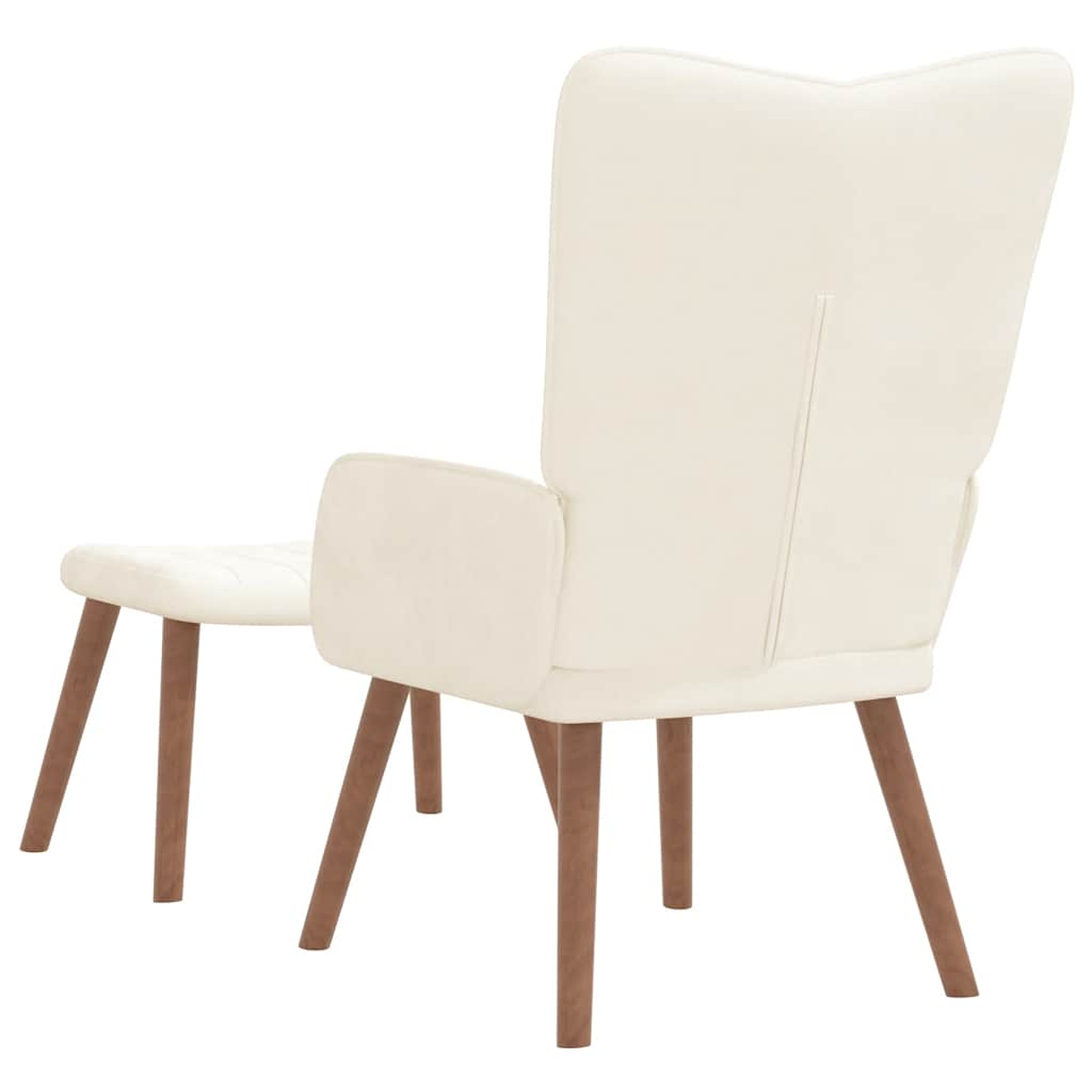 Relaxsessel mit Hocker Cremeweiß Samt