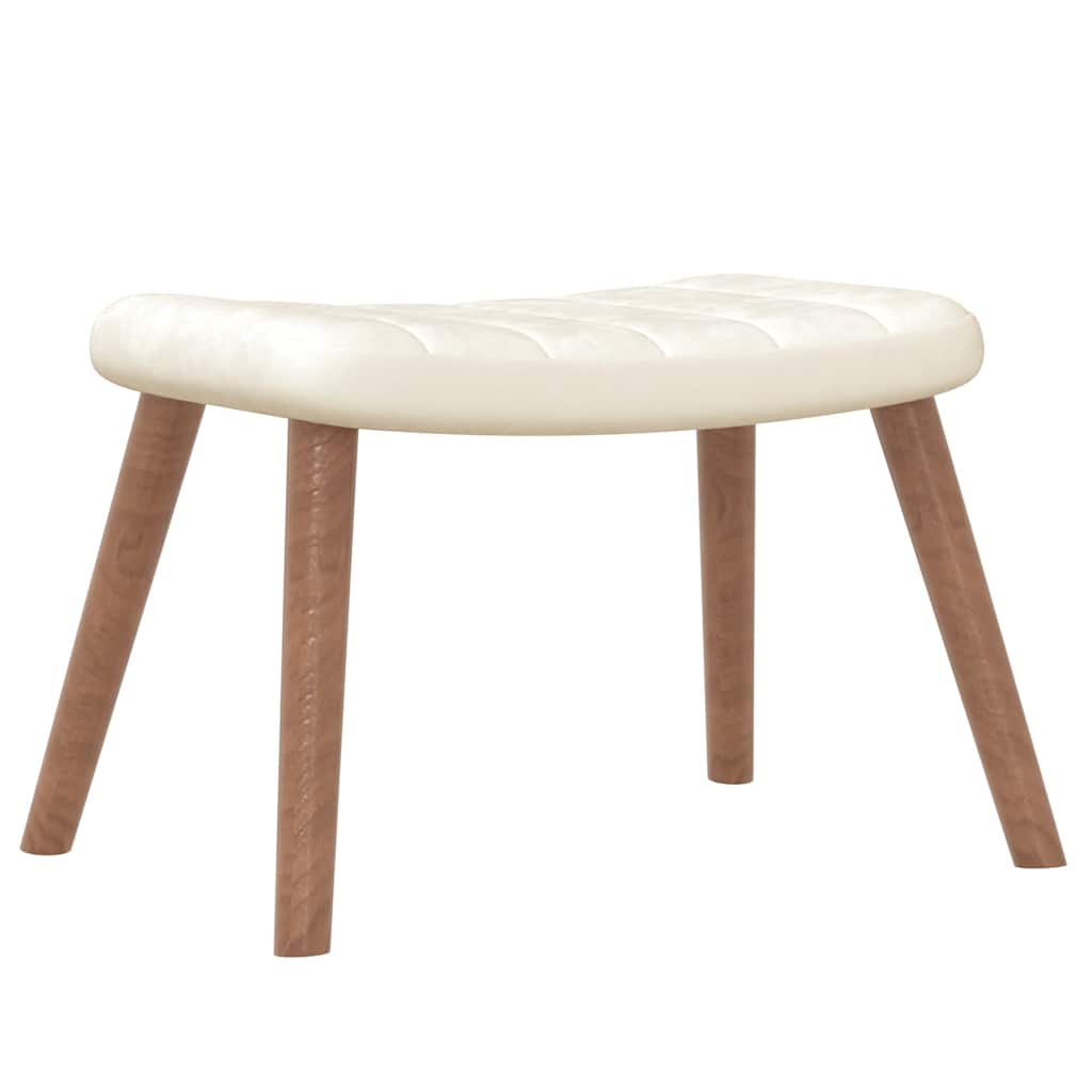 Relaxsessel mit Hocker Cremeweiß Samt