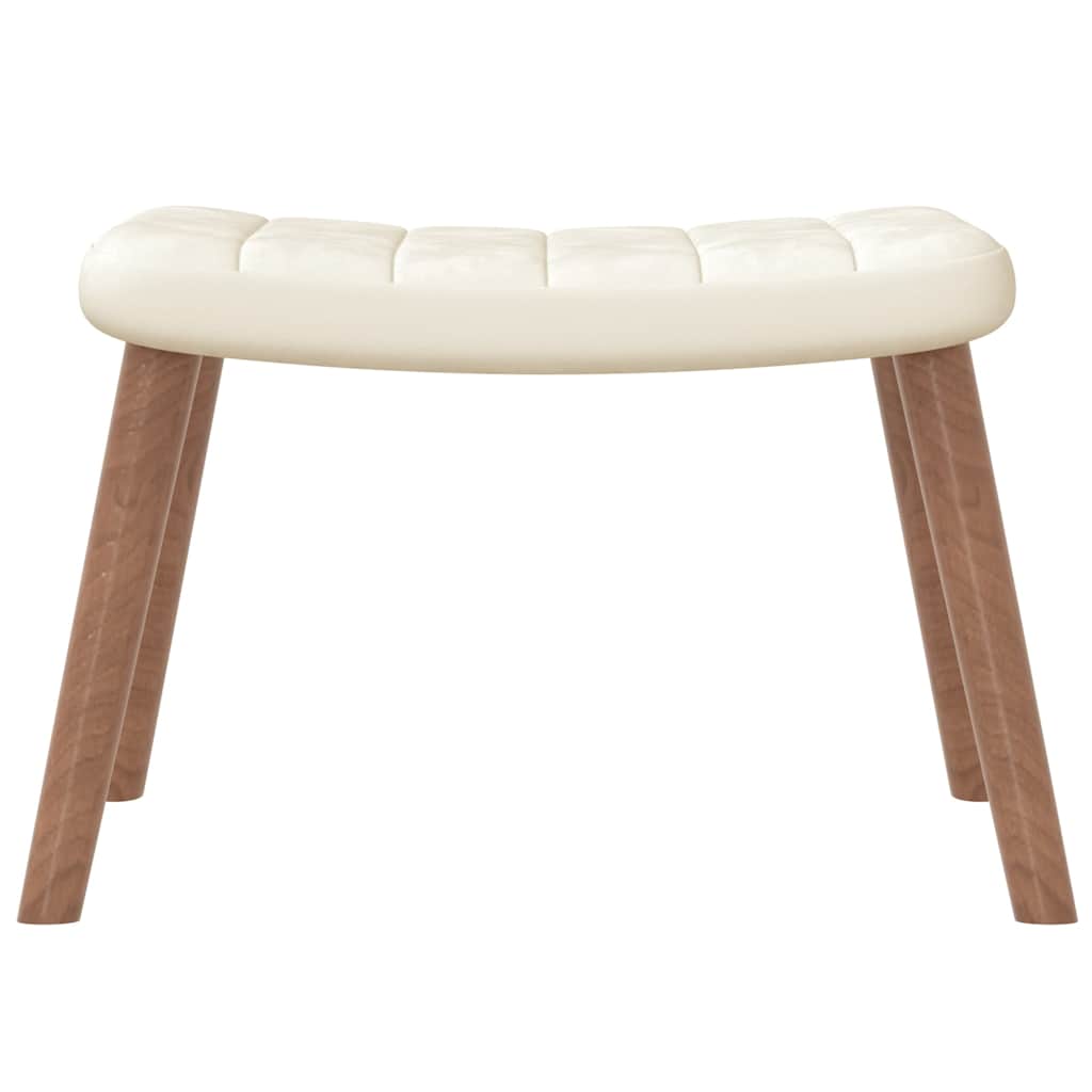 Relaxsessel mit Hocker Cremeweiß Samt