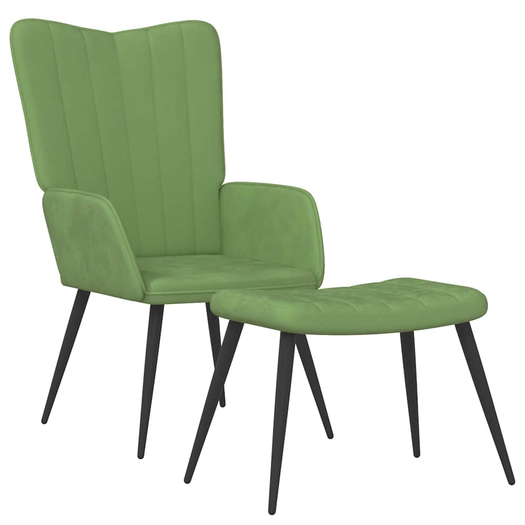 Relaxsessel mit Hocker Hellgrün Samt
