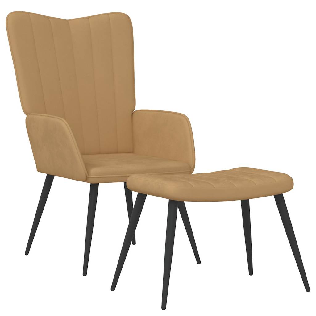 Relaxsessel mit Hocker Braun Samt