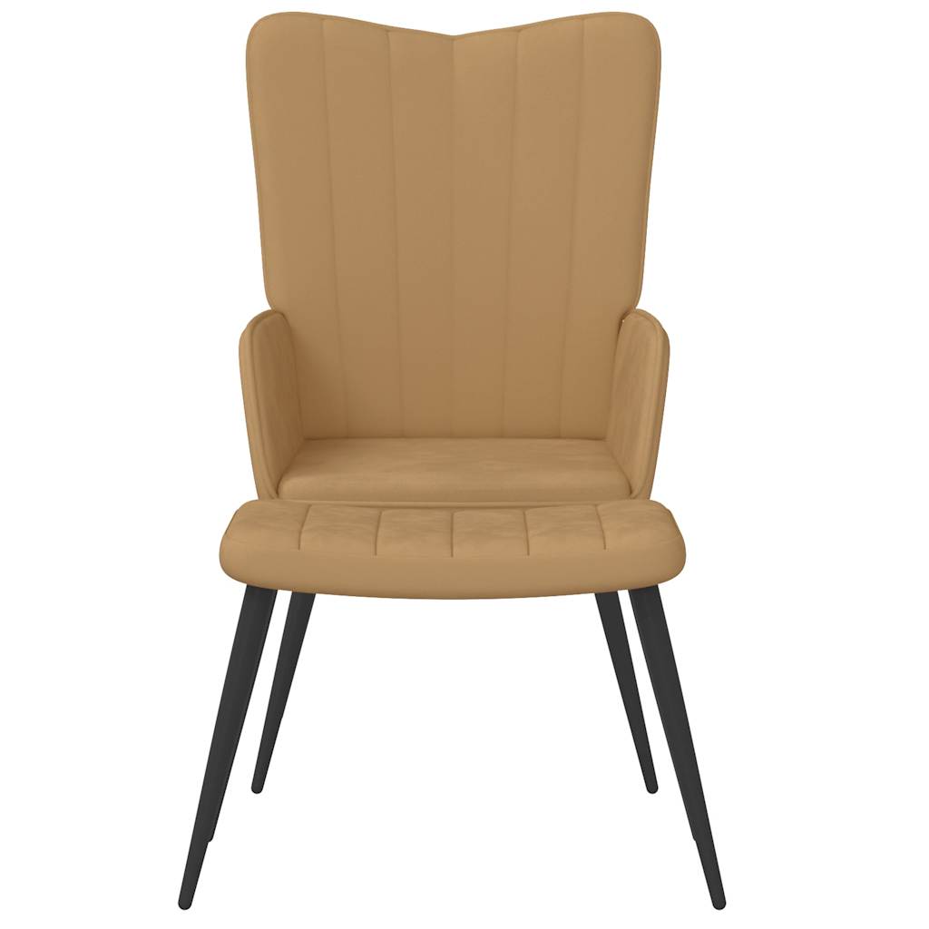 Relaxsessel mit Hocker Braun Samt