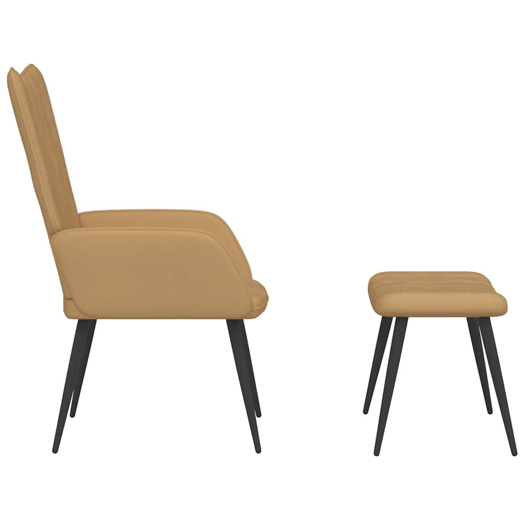 Relaxsessel mit Hocker Braun Samt