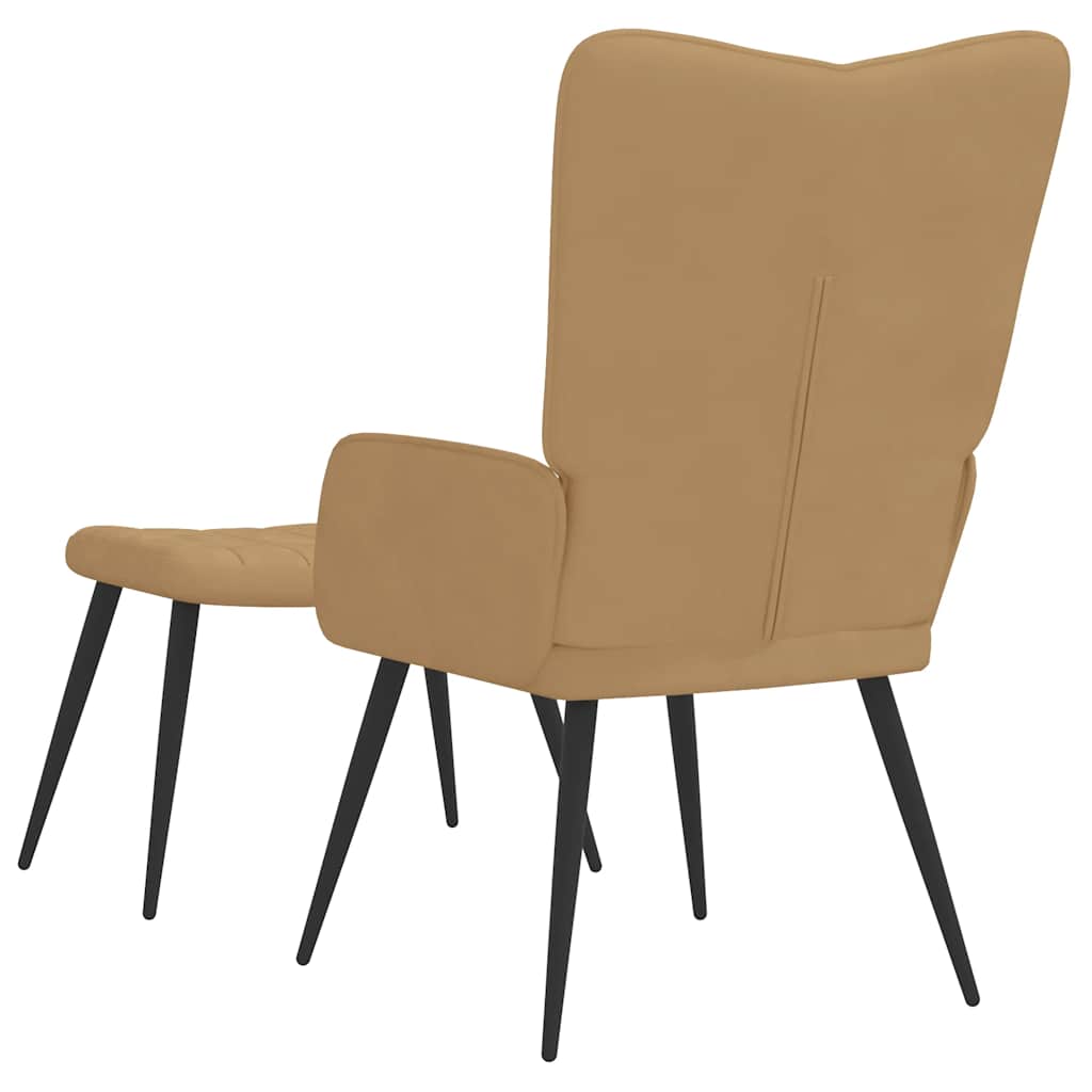 Relaxsessel mit Hocker Braun Samt