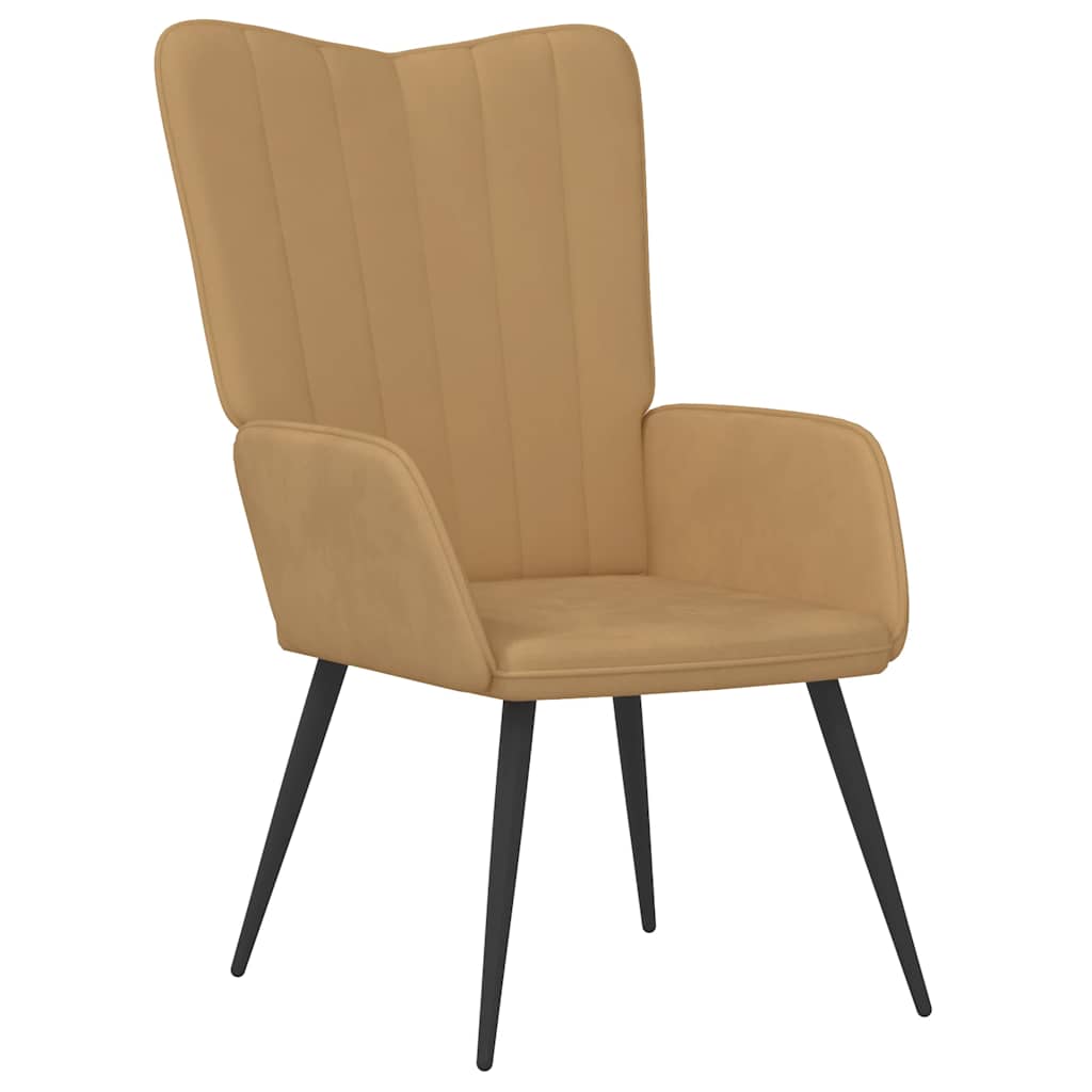 Relaxsessel mit Hocker Braun Samt