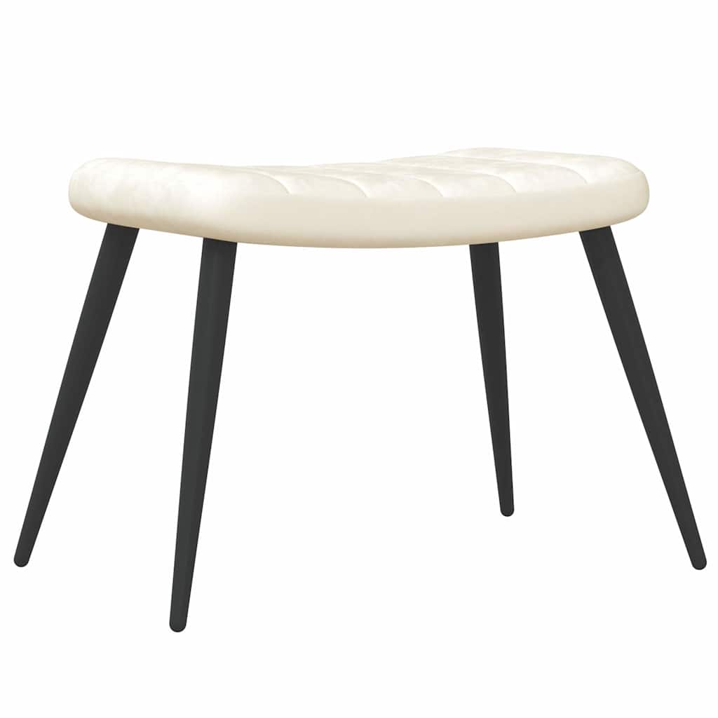 Relaxsessel mit Hocker Cremeweiß Samt