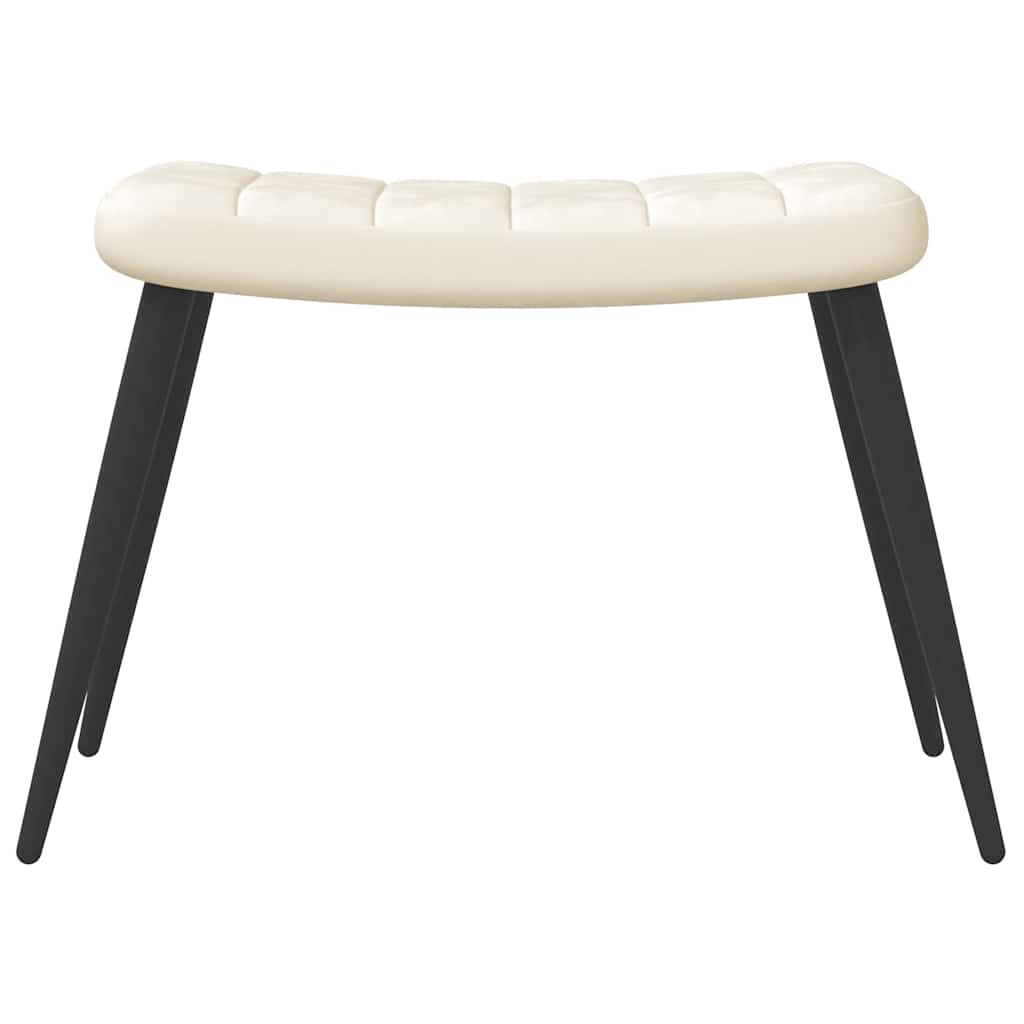 Relaxsessel mit Hocker Cremeweiß Samt