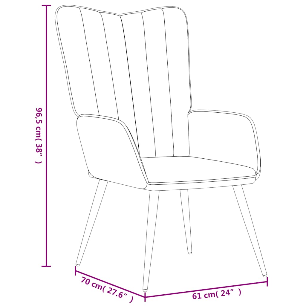 Relaxsessel mit Hocker Cremeweiß Samt