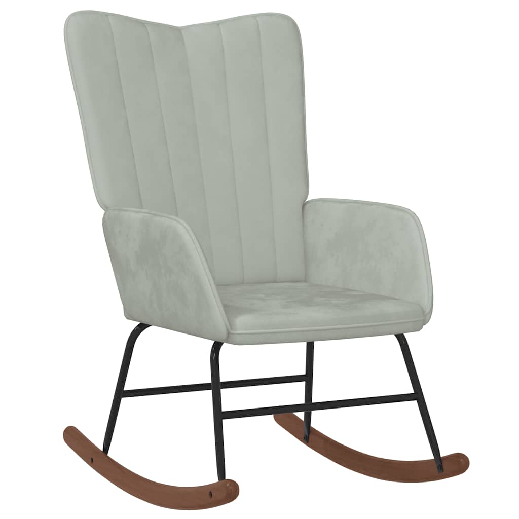 Fauteuil à bascule en velours gris clair