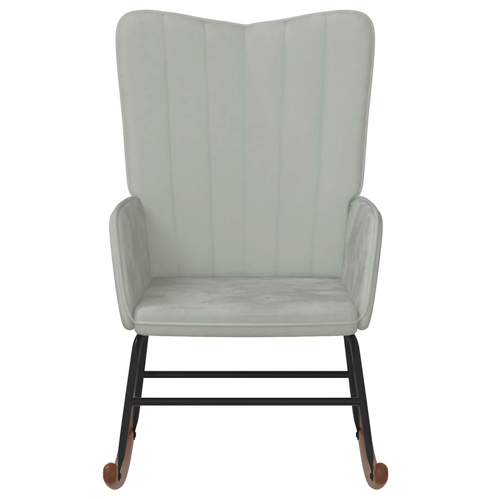 Fauteuil à bascule en velours gris clair