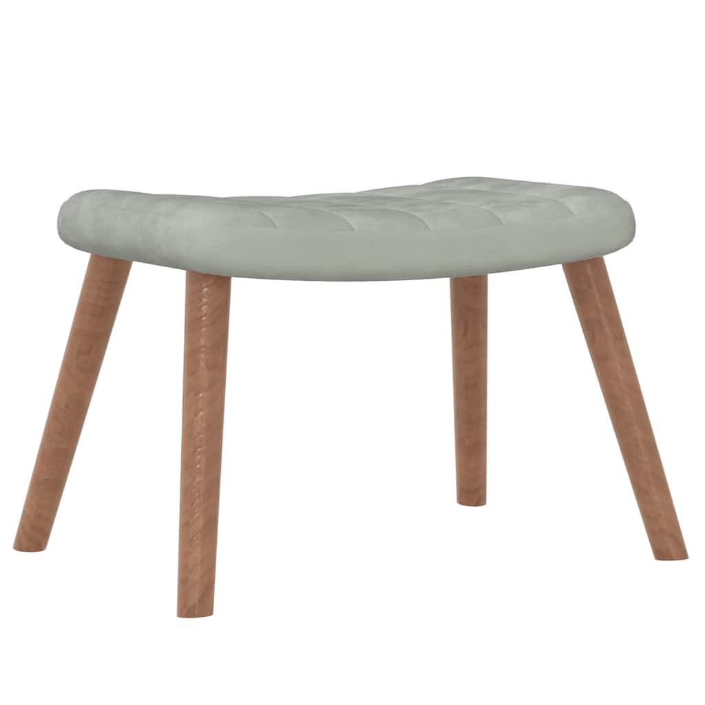 Fauteuil à bascule avec tabouret en velours gris clair