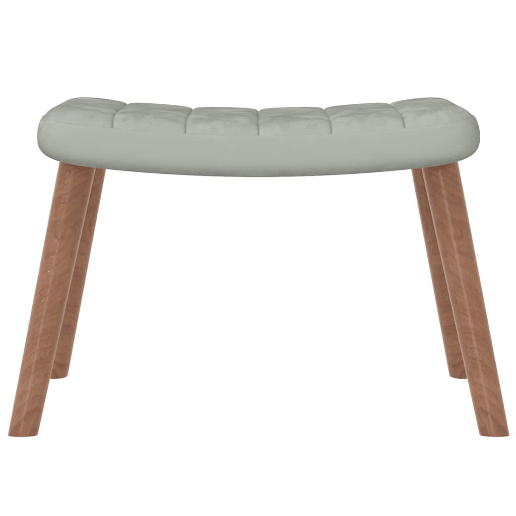 Fauteuil à bascule avec tabouret en velours gris clair