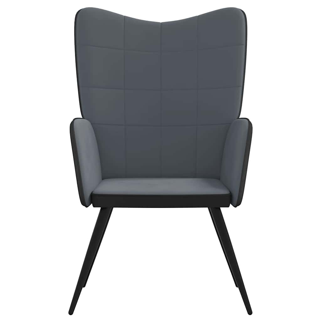 Relaxsessel Dunkelgrau Samt und PVC