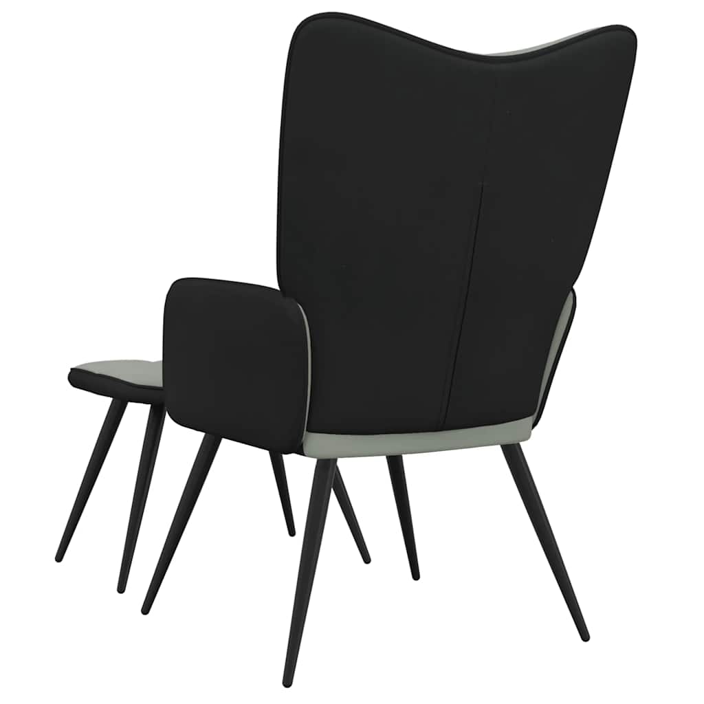 Relaxsessel mit Hocker Hellgrau Samt und PVC