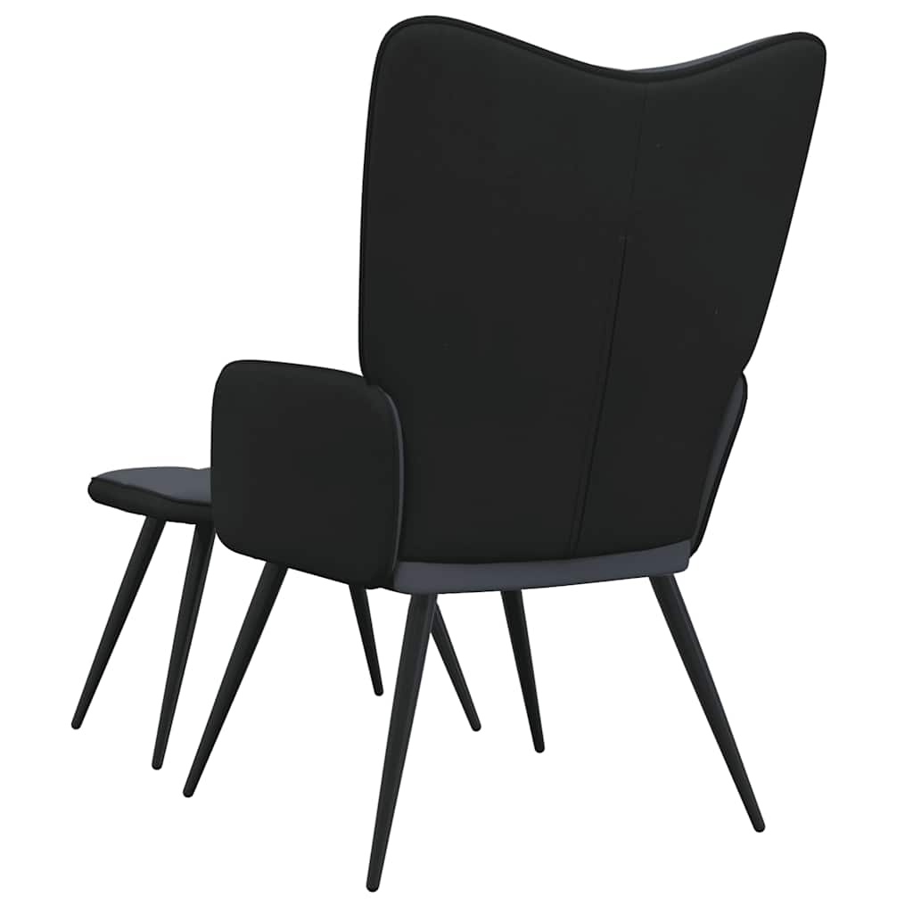 Relaxsessel mit Hocker Dunkelgrau Samt und PVC
