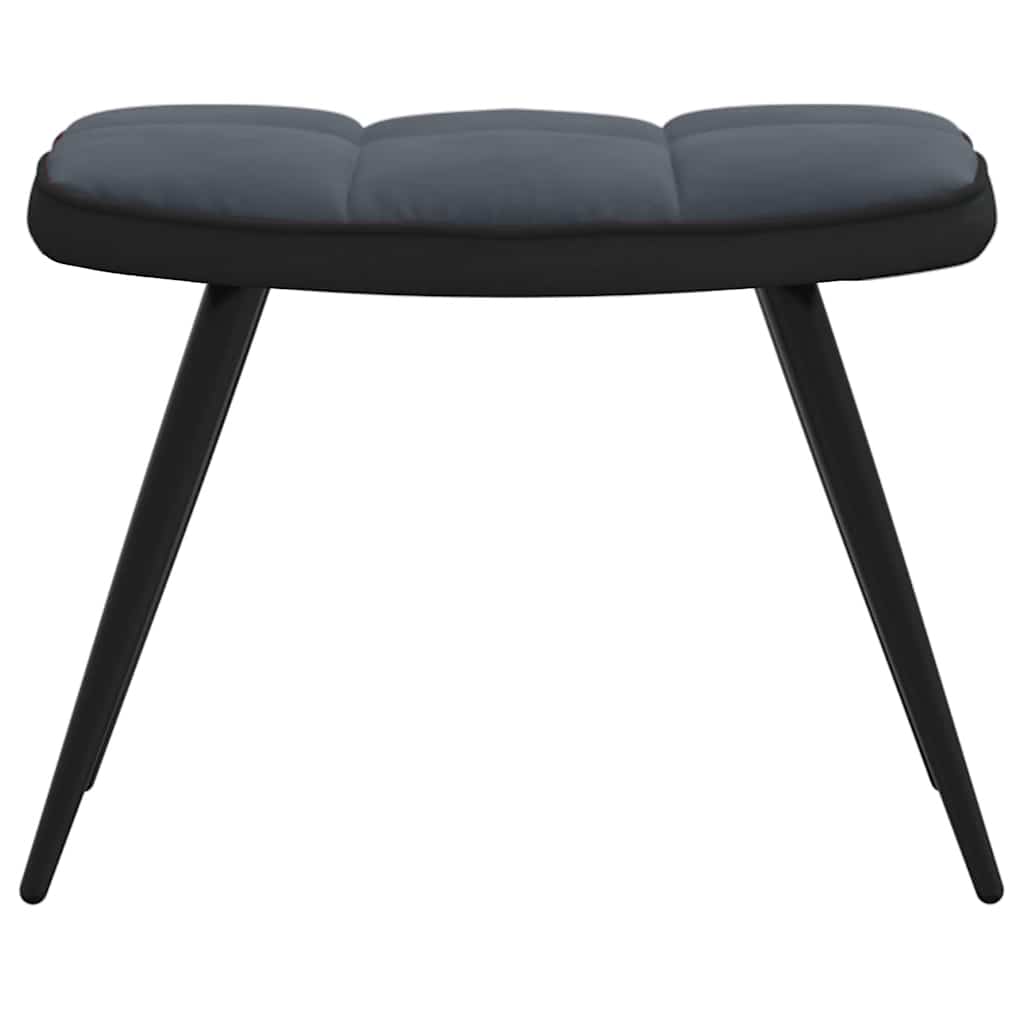 Relaxsessel mit Hocker Dunkelgrau Samt und PVC