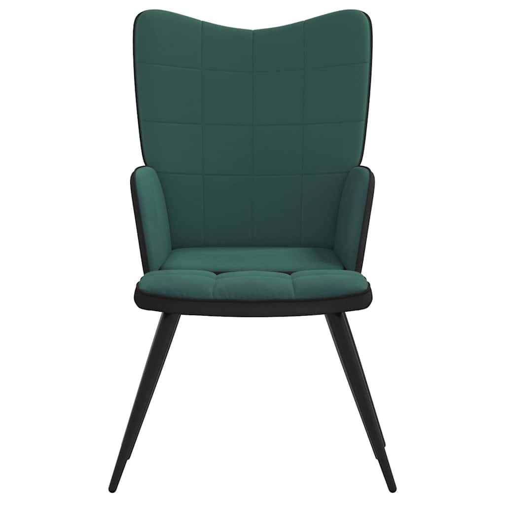 Relaxsessel mit Hocker Dunkelgrün Samt und PVC