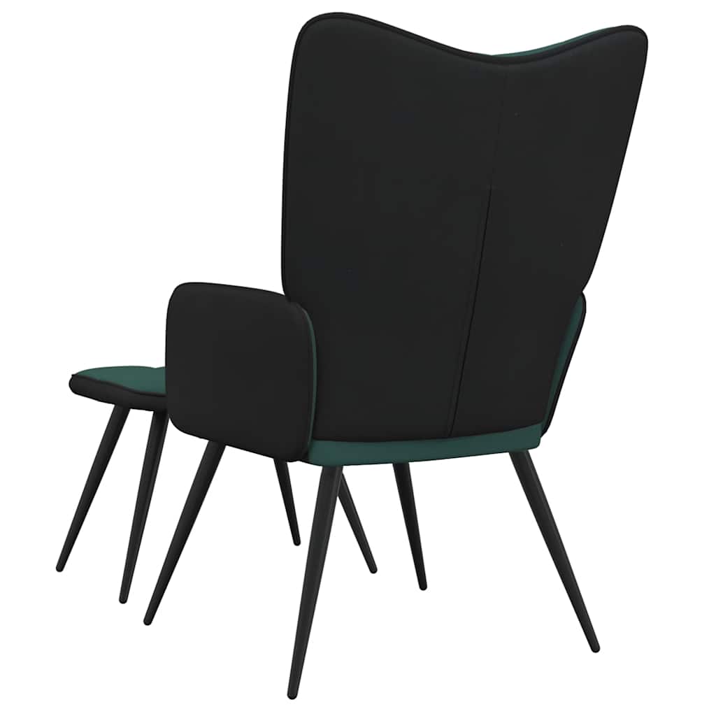 Relaxsessel mit Hocker Dunkelgrün Samt und PVC