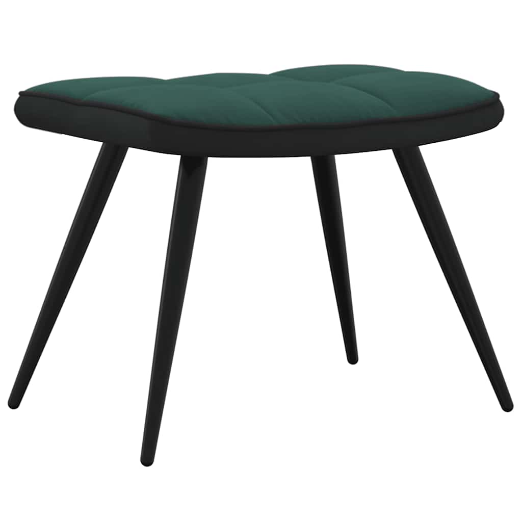 Relaxsessel mit Hocker Dunkelgrün Samt und PVC