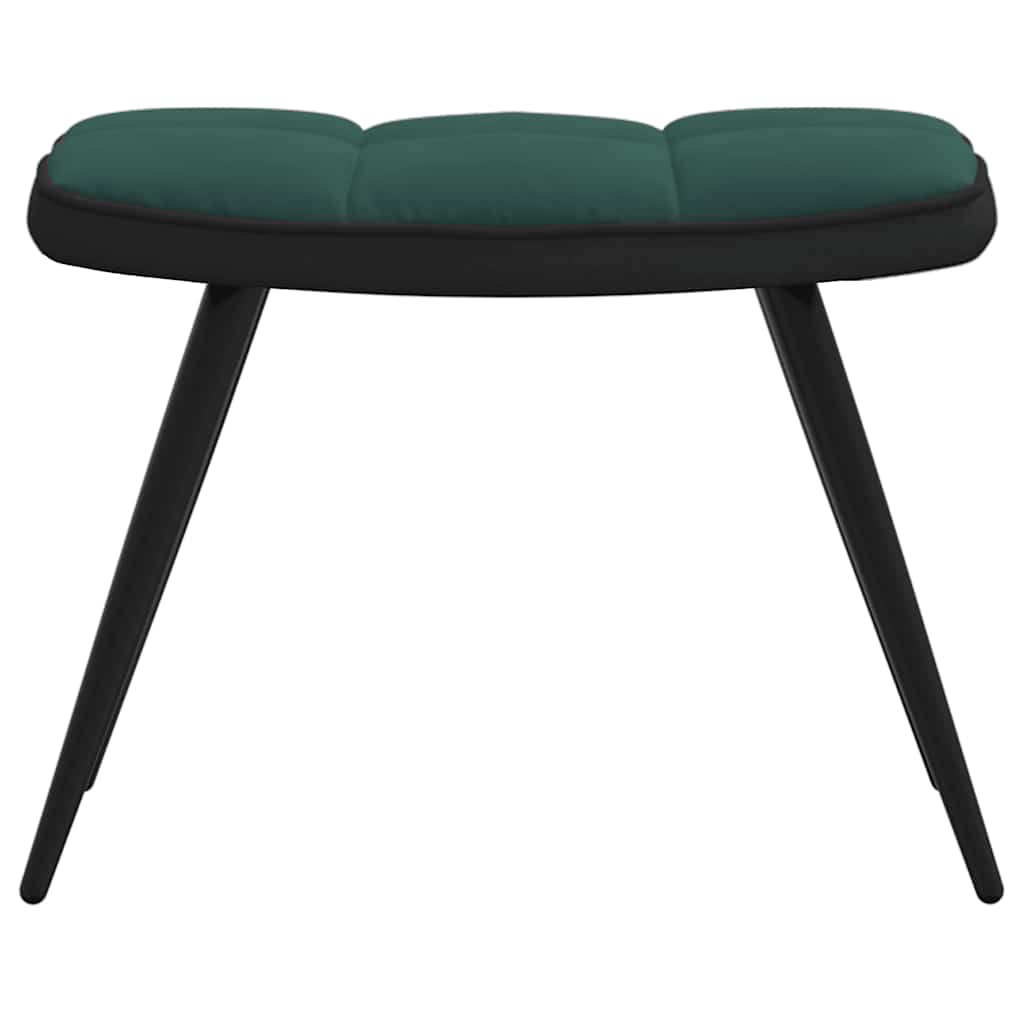 Relaxsessel mit Hocker Dunkelgrün Samt und PVC