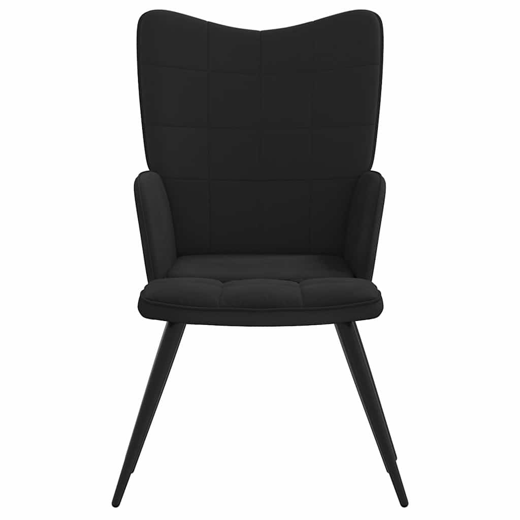 Relaxsessel mit Hocker Schwarz Samt und PVC