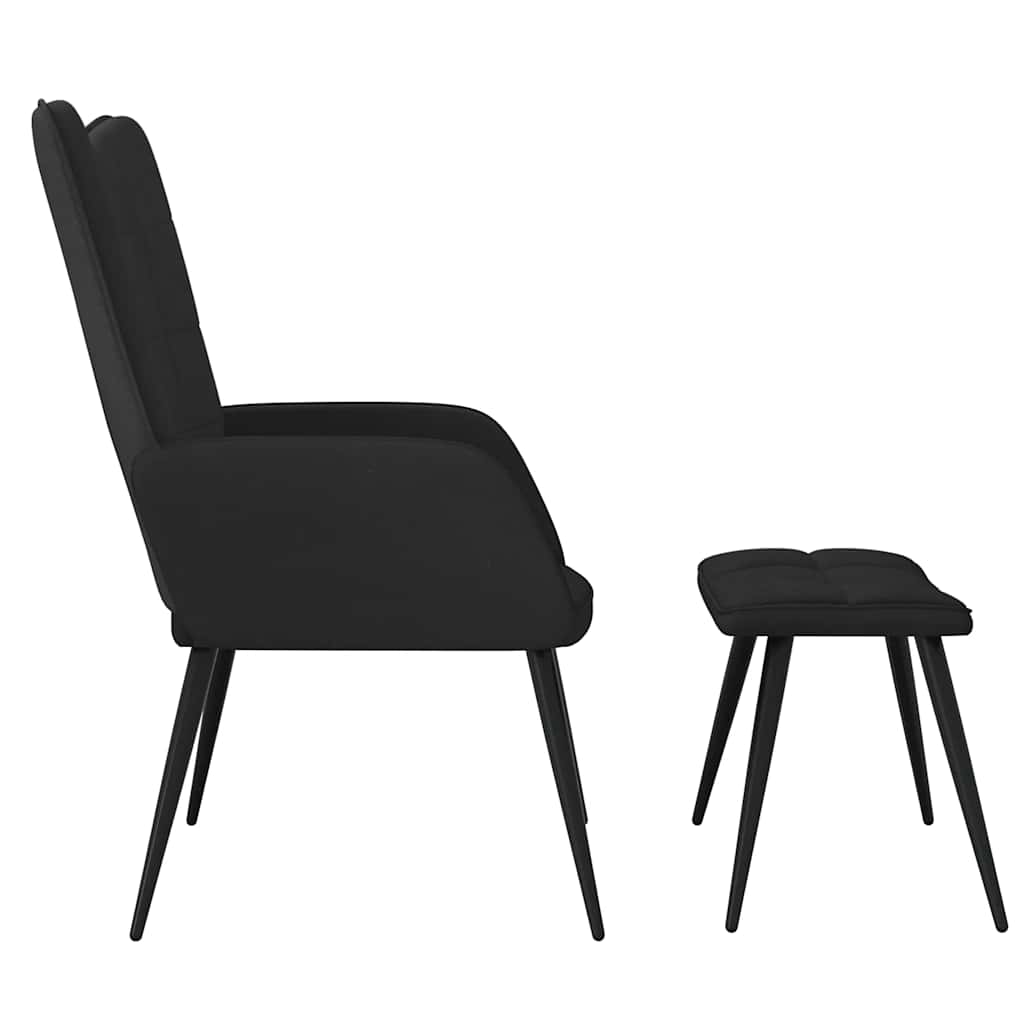 Relaxsessel mit Hocker Schwarz Samt und PVC
