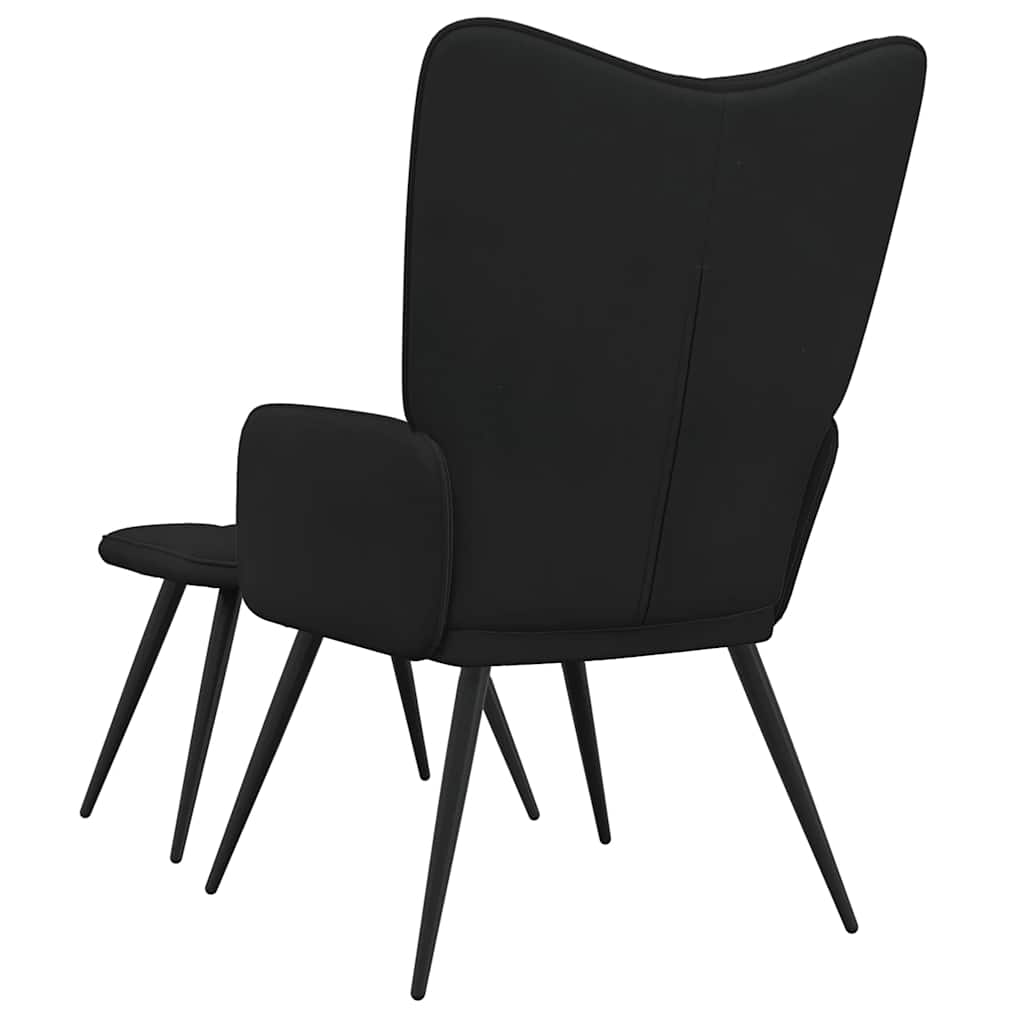 Relaxsessel mit Hocker Schwarz Samt und PVC