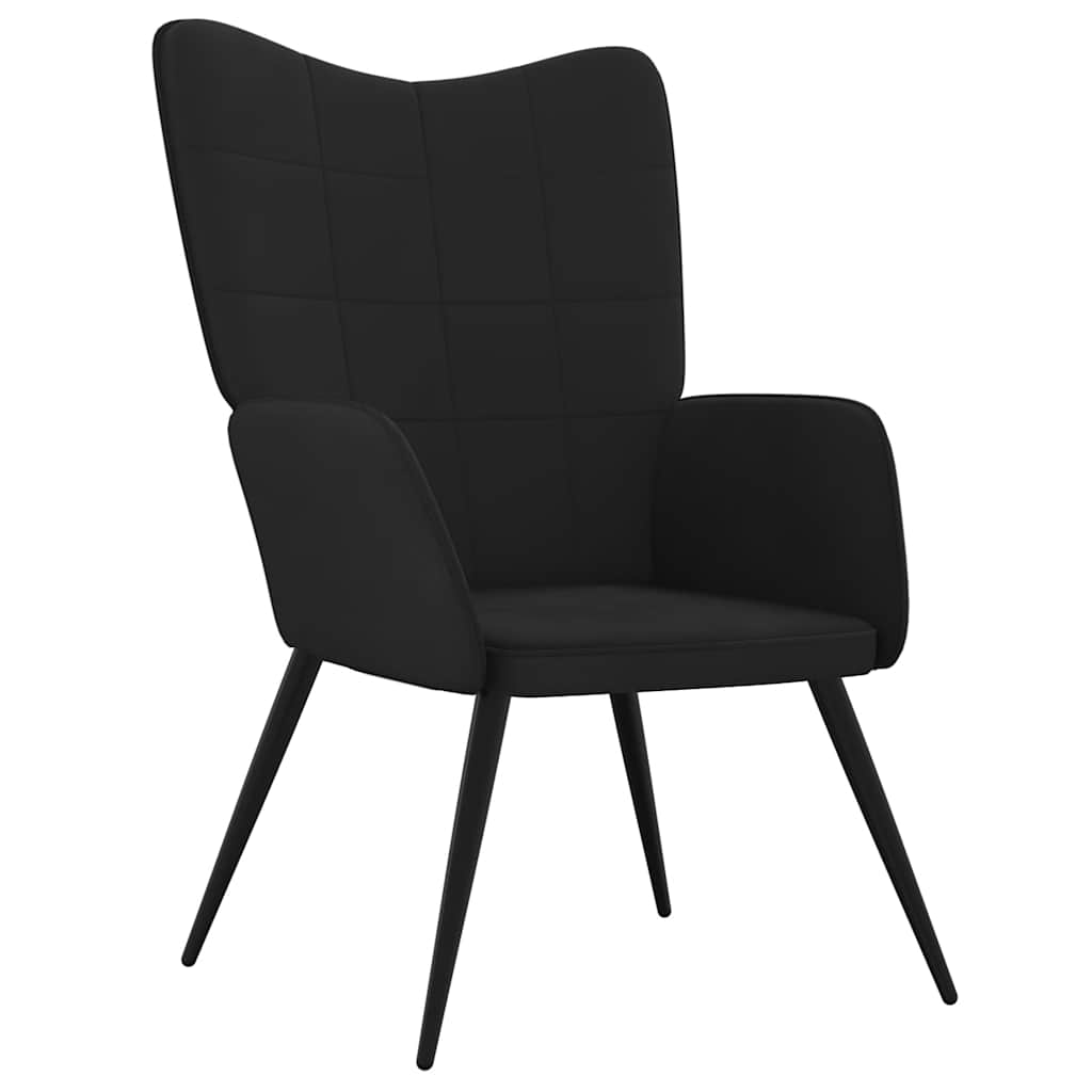 Relaxsessel mit Hocker Schwarz Samt und PVC
