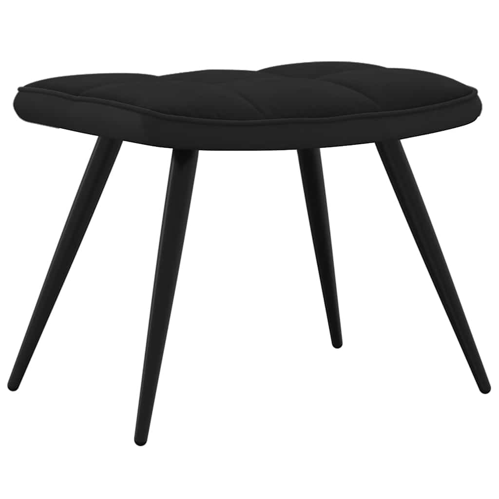 Relaxsessel mit Hocker Schwarz Samt und PVC