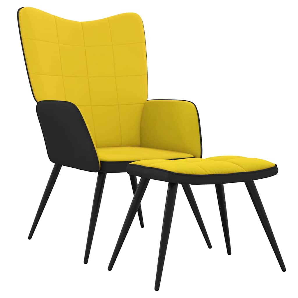 Relaxsessel mit Hocker Senfgelb Samt und PVC