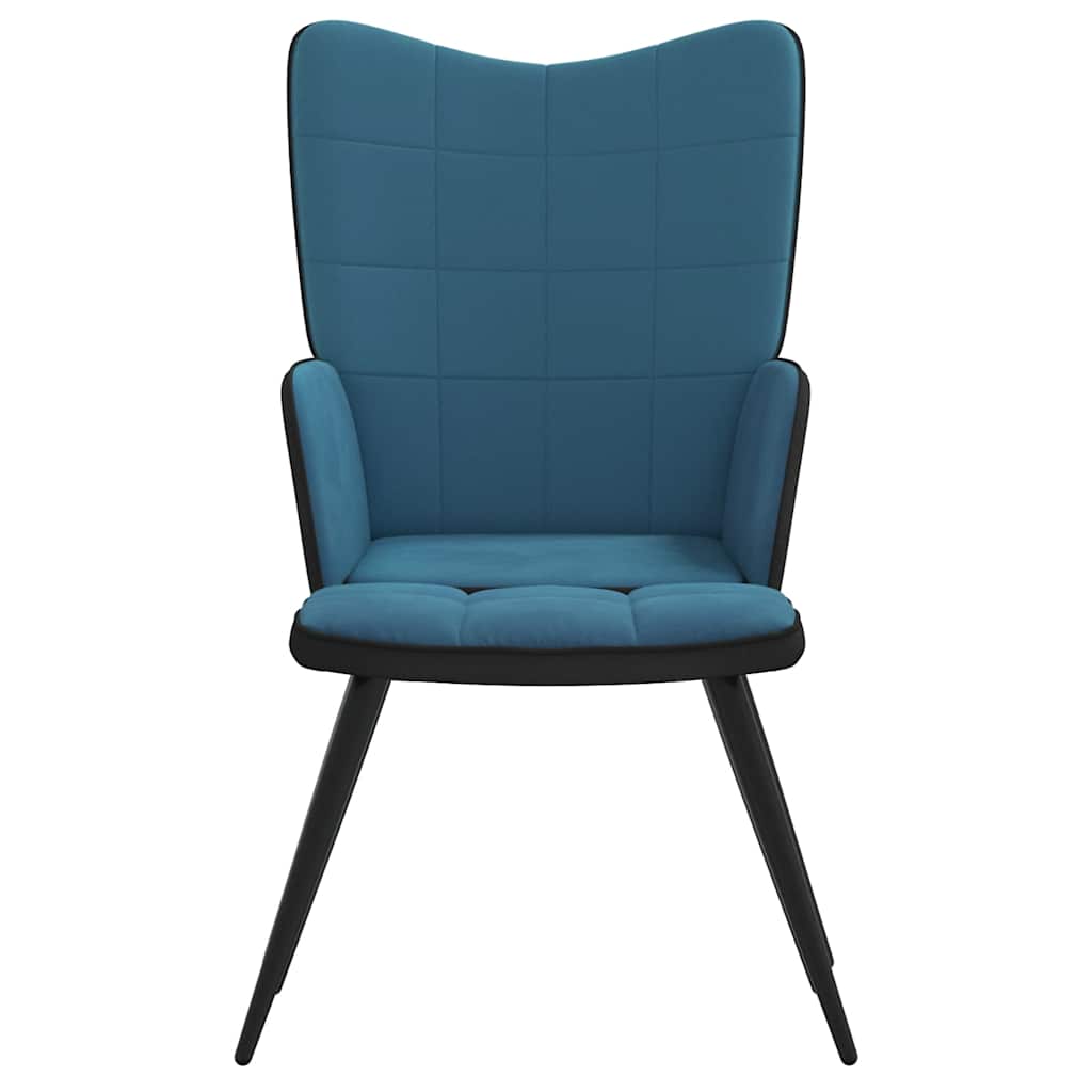 Relaxsessel mit Hocker Blau Samt und PVC