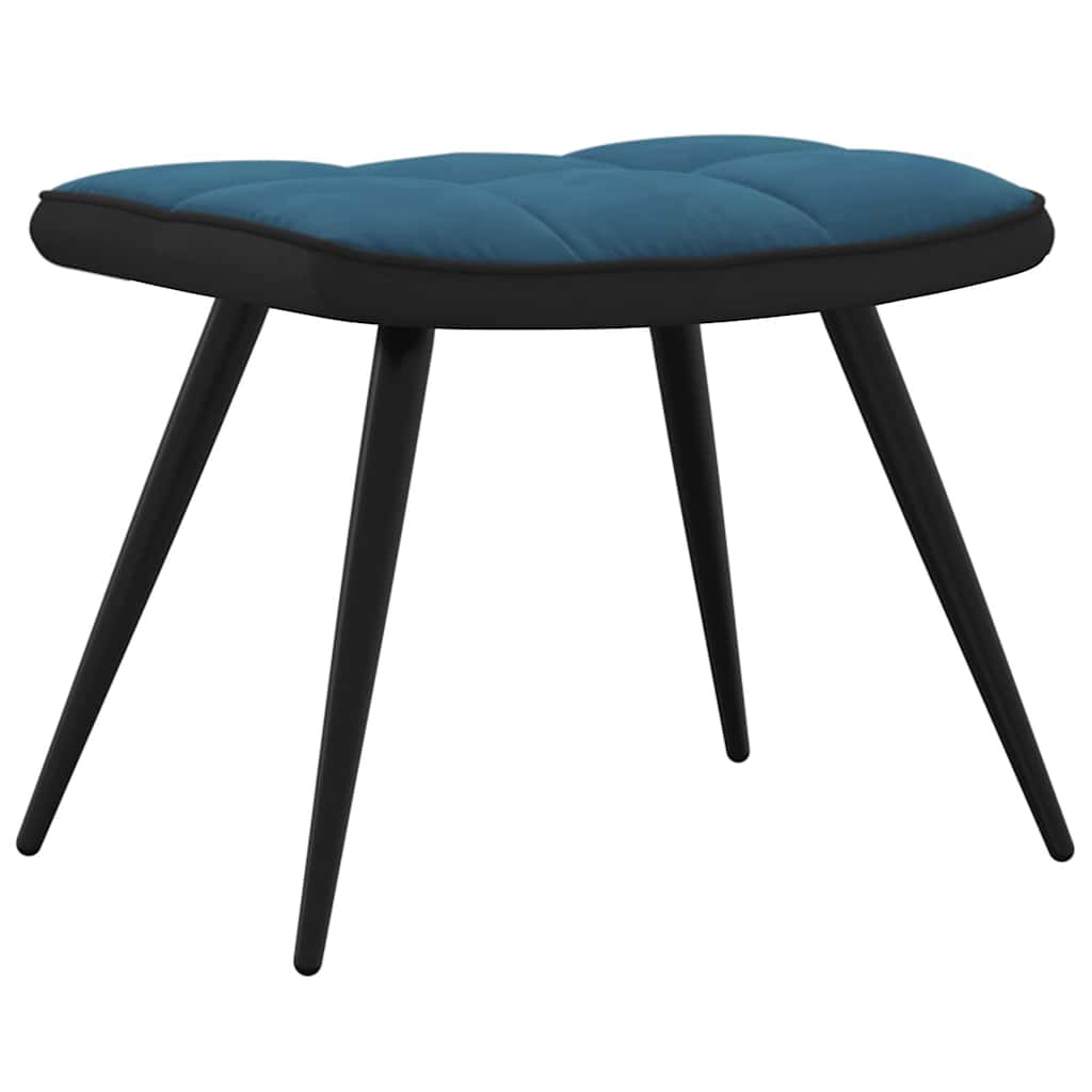 Relaxsessel mit Hocker Blau Samt und PVC