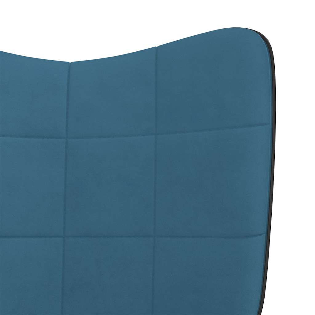 Relaxsessel mit Hocker Blau Samt und PVC