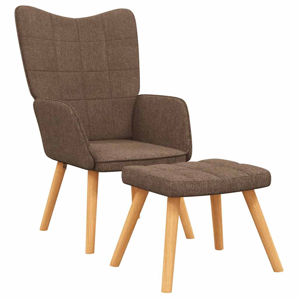 Relaxsessel mit Hocker Braun Stoff