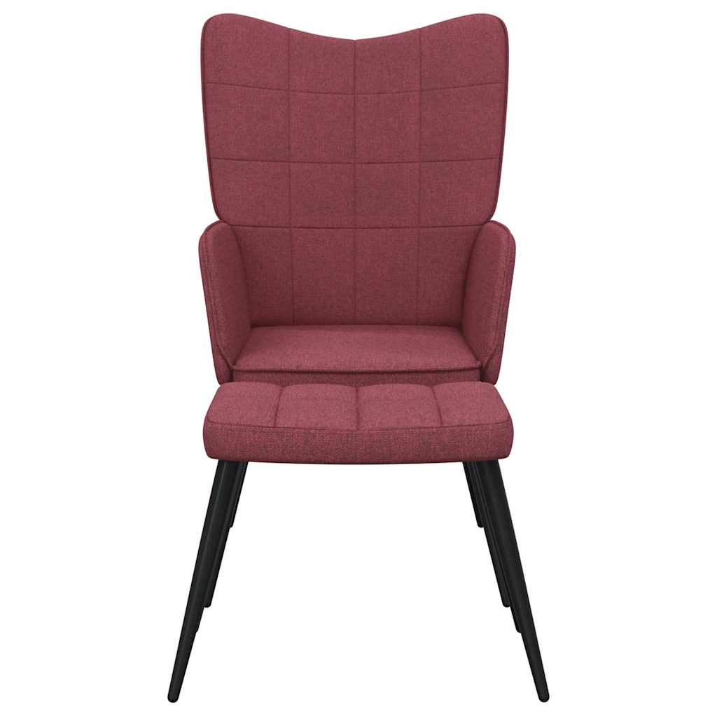 Relaxsessel mit Hocker Weinrot Stoff