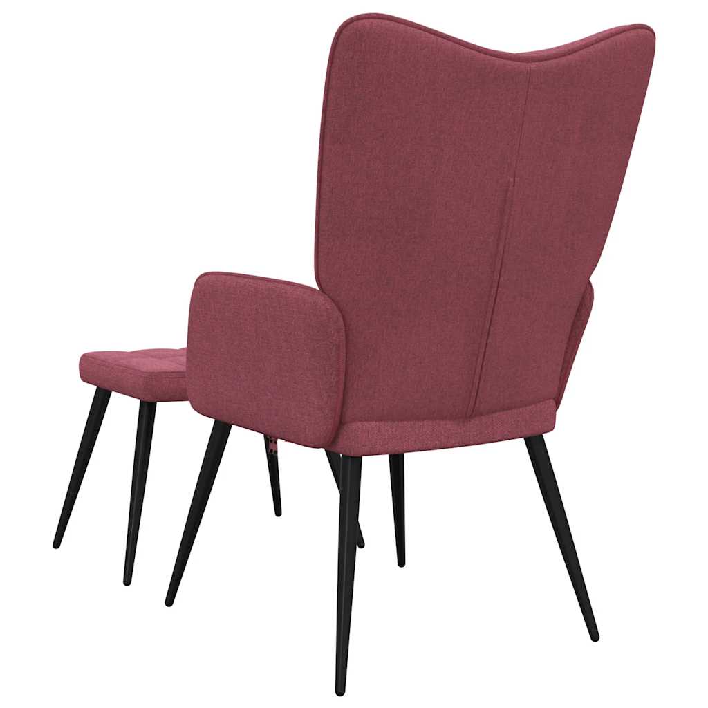 Relaxsessel mit Hocker Weinrot Stoff
