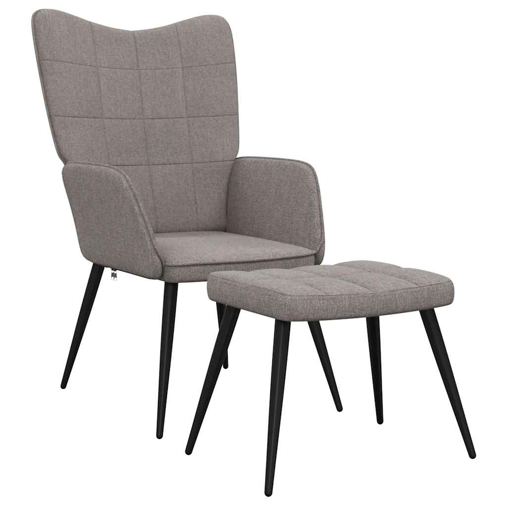 Fauteuil relax avec tabouret en tissu taupe