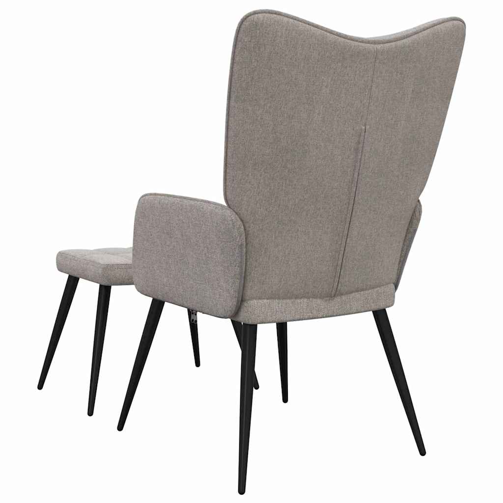 Fauteuil relax avec tabouret en tissu taupe