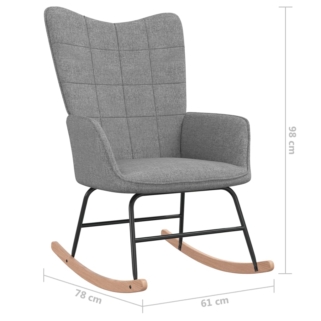 Fauteuil à bascule en tissu gris clair